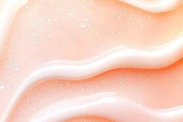 Swirled peach-toned cream with subtle shimmer and tiny bubbles, creating a luxurious, textured background
