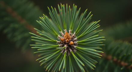 Radiant Starburst Of Needles: Coniferous Beauty In High Detail Focus