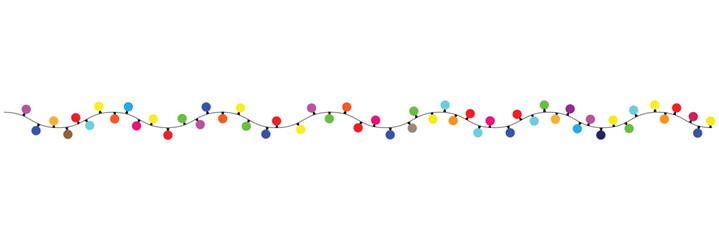 Christmas tree garland. Sketch. Decorative ornament made of round bulbs. Vector illustration. Outline on isolated background. Doodle style. Coloring for kids. Christmas decoration. Electric lights . 