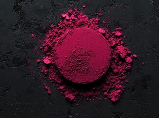 Deep fuchsia powder circle on dark background