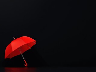 Red Umbrella on Dark Background