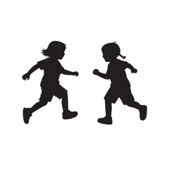 Silhouette of a girl jumping. Children playing silhouette vector illustration.