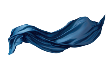 Flying gradient light to dark blue silk textile fabric flag isolated on blue background. Smooth elegant Colorful gradient Satin for grand opening ceremony PNG
