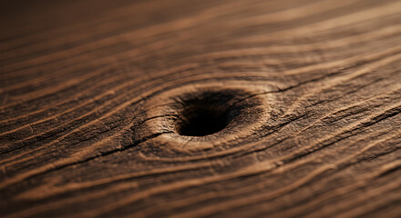 Natural Aged Wood Plank Surface Close Up With Knot Hole