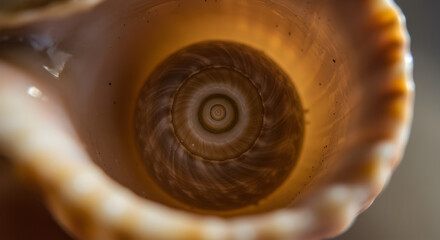 Intricate Spiral: A Detailed Close-Up of a Seashell's Interior