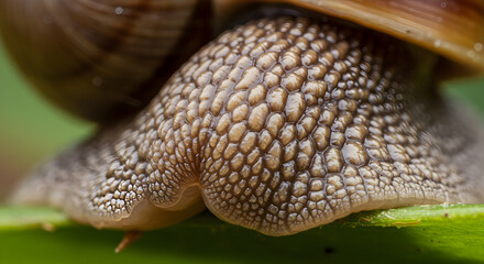 Close Up Of A Garden Snail Skin Revealing Unique Natural Texture