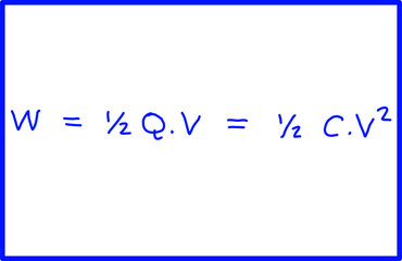 physics of electrical capacity, physics formula of energy stored in a capacitor