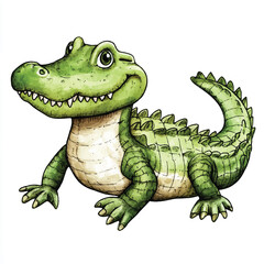 Fototapeta premium A Crocodile simple cartoon drawing watercolor icon