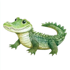 Fototapeta premium A Crocodile simple cartoon drawing watercolor icon