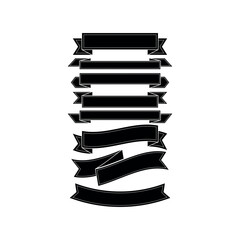 Collection of Black Banner and Ribbon Silhouettes for Design Projects
