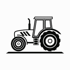 Modern Tractor Silhouette with Plow Attachment Minimalist Farm Design