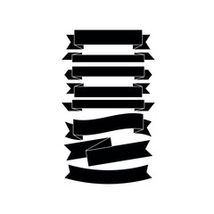 Collection of Black Banner and Ribbon Silhouettes for Design Projects