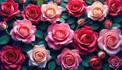 Obraz premium Intricate blooming rose tapestry, vibrant hues, elegant, detail, spring