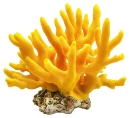 PNG Real yellow coral bright reef invertebrate.