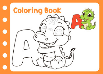coloring book for kids. cute alligator