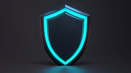 Glowing shield security icon, dark background, digital protection, website design