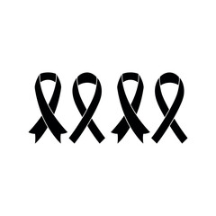 Set of Black Awareness Ribbons Depicting Mourning, Support, and Compassion