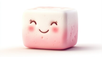 Cute Cartoon Marshmallow Character with Smiling Face and Pink Gradient Color Design