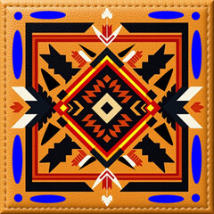 Colorful Tribal Geometric Seamless Pattern Square and oval shapes