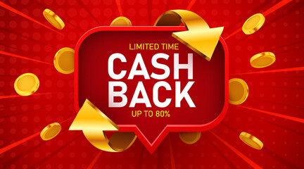 Cashback icon. Cashback or money back label.
