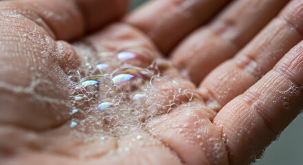 Fototapeta premium Close Up Of Bubbles On Hands Showing Concept Of Washing Hands