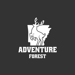 adventure forest logo. kijang logo with plantation and forest. adventure forest emblem. vintage adventure forest logo.