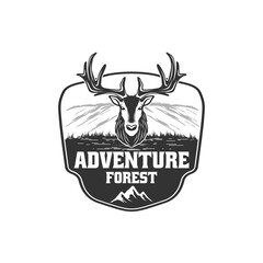 adventure forest logo. kijang logo with plantation and forest. adventure forest emblem. vintage adventure forest logo.