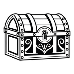 Elegant Treasure Chest Silhouette in Vintage Design Style