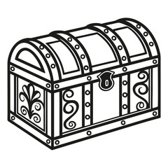 Decorative Treasure Chest Silhouette with Elegant Detailing