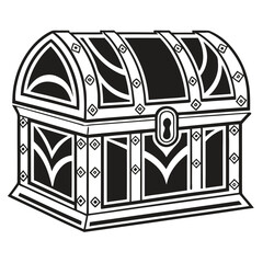 Black Silhouette of Antique Treasure Chest Illustration