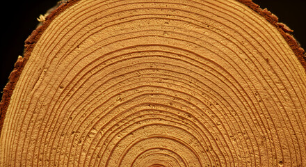 Naklejka premium Abstract Close Up Tree Trunk Cut Section With Circular Grain Pattern