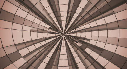 Naklejka premium Abstract Geometric Tunnel Illusion with Radial Pattern In Neutral Tones
