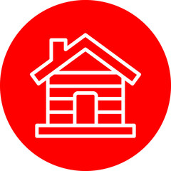 Cabin Vector Line White Circle Red