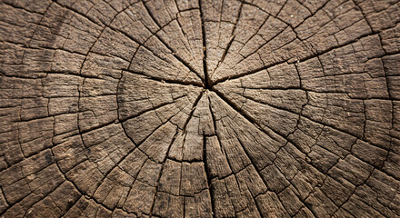 Fototapeta premium Cracked Tree Trunk Pattern Reveals Concentric Circles And Time Passage