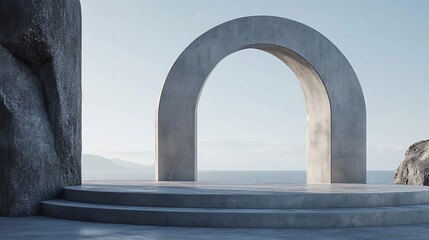 Fototapeta premium Coastal Concrete Archway Platform Sunrise