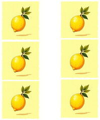 Lemon. Lemon pattern on a light background of bright lemon yellow color with leaves