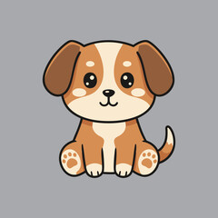 Fototapeta premium Kawaii Puppy Illustration Happy Dog Clipart for Kids and Pet Branding