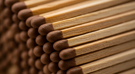 Close Up Pattern Of Many Matches Aligned Neatly In A Row