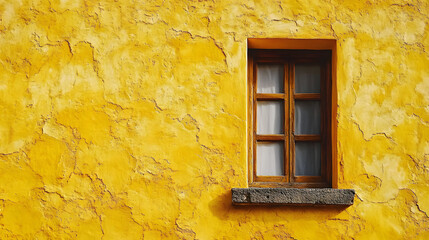 Fototapeta premium Yellow Wall Texture. Vibrant Bright Yellow Wall Texture of Building in San Miguel de Allende Mexico