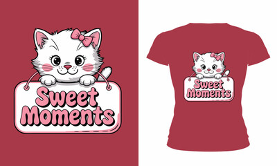 Sweet Moments Cute Kitten T-Shirt - Adorable Cat Lover Gift Tee
