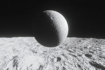 Moonlit lunar landscape