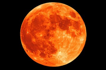 Obraz premium Blood Moon, Fiery Orb in Night Sky