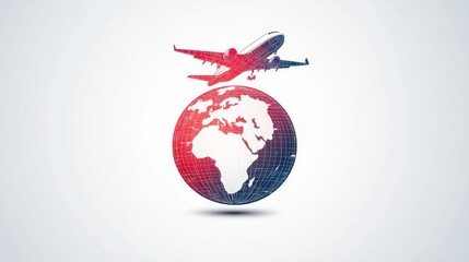Airplane Flying Over 3D Globe with Africa Map Graphic for Travel and Adventure Concept Design