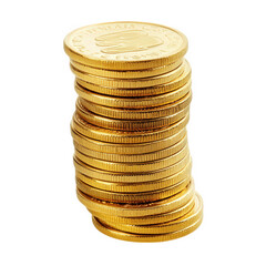 stack of shiny gold coins arranged in a vertical formation. highlighting their circular shape and reflective surfaces the coins appear to be uniform in size and are positioned to create a sense of hei