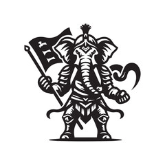 Royal Armored Elephant Crest Logo