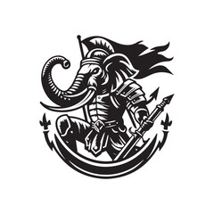 Royal Armored Elephant Crest Logo