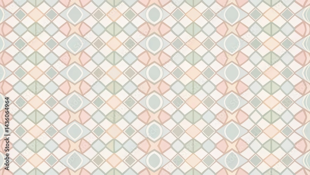 Wall mural subtle pastel geometric pattern a seamless design featuring interlocking shapes and soft hues for va