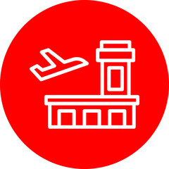 Airport Vector Line White Circle Red