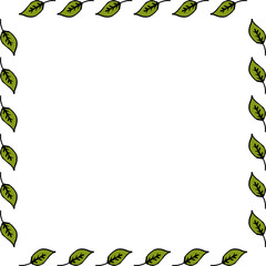 Square frame with pleasant spring green leaves on white background.eps