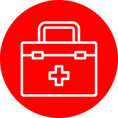 First Aid Kit Vector Line White Circle Red